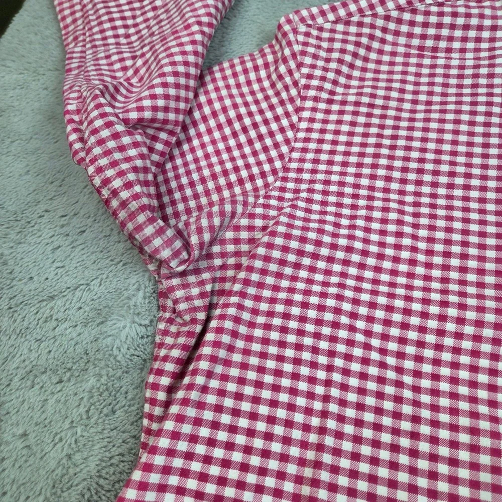 Ralph Lauren Gingham Button Down Mens M Long Sleeve Pony Logo Pink White Plaid